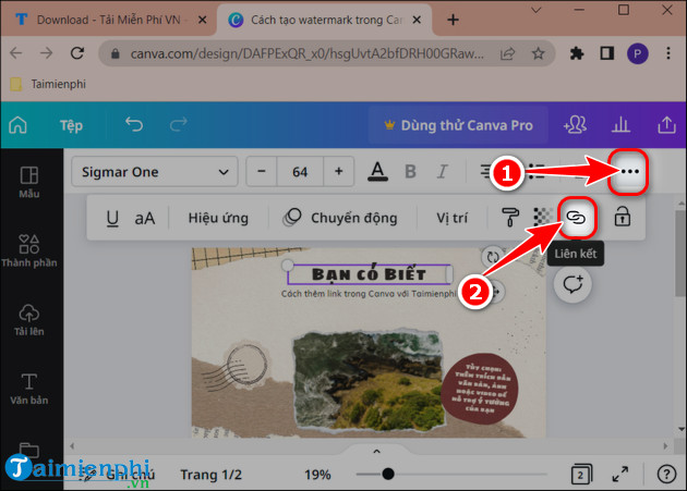 how to insert link on canva on computer