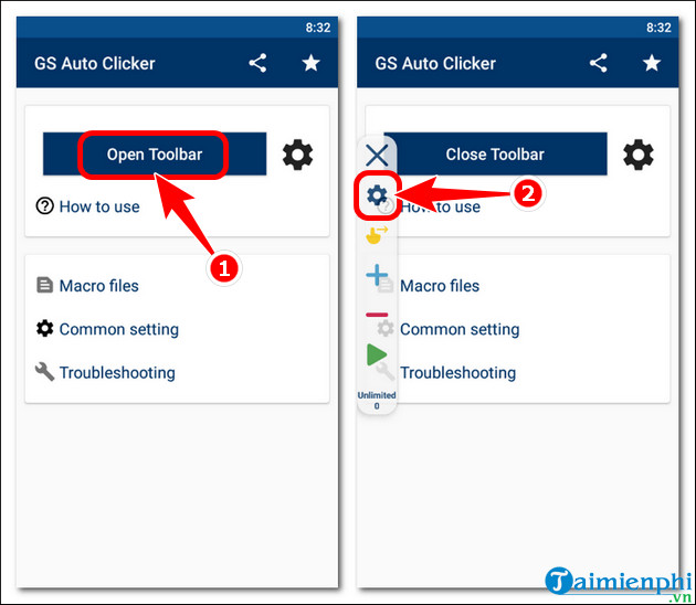 how to use gs auto clicker on android phone
